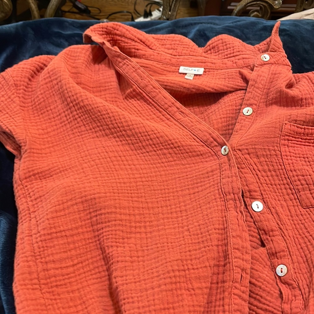 Orange tee, blouse with pocket